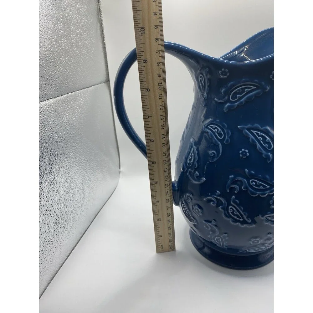 Lenox MEDITERRA COLLECTION Chuck Fischer China Sculpted Pitcher - Blue Embossed